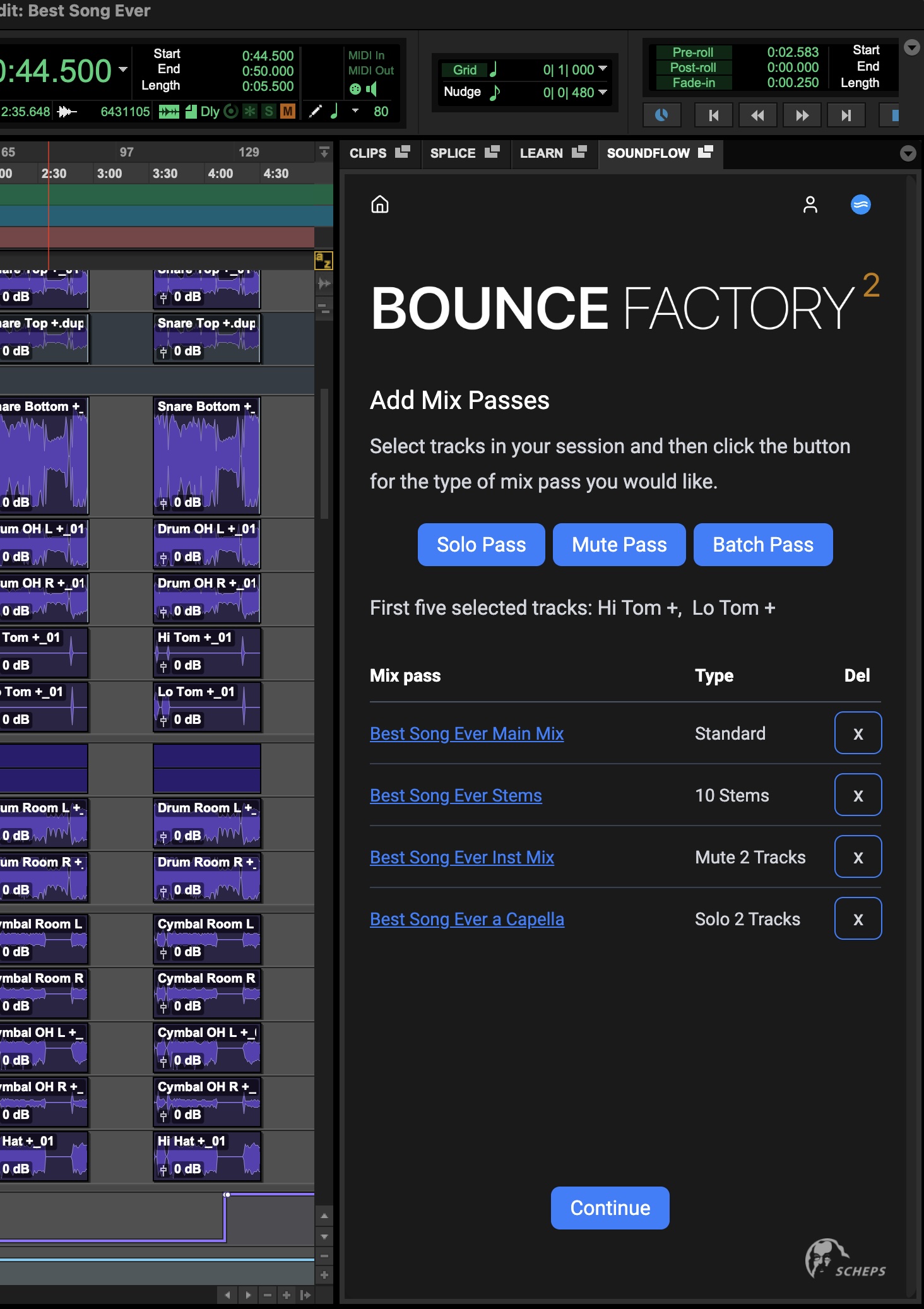 Bounce Factory Flow Add Mix Passes Interface